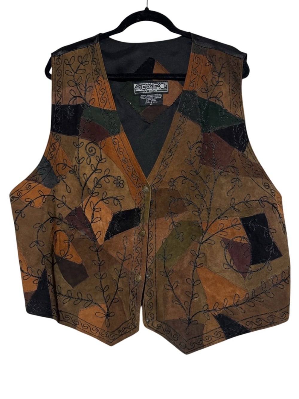 Vintage Patchwork Leather Vest Plus Size 4X Fall Hobbit Goblincore Earthy